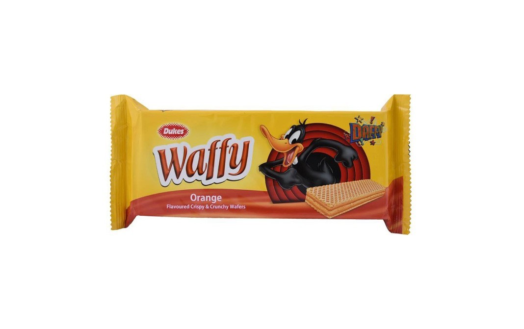 Dukes Waffy Orange Flavoured Crispy & Creamy Wafers   Pack  75 grams